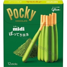 Pocky Midi  Green Tea แบบเคลือบ 2 ชั้น 1กล่อง บรรจุ 12 ชิ้น